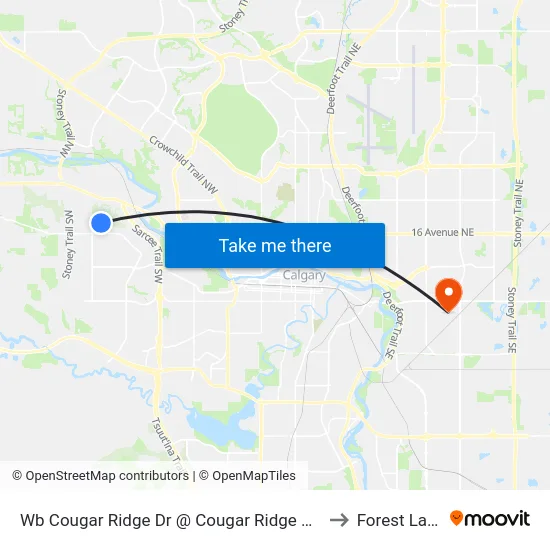 Wb Cougar Ridge Dr @ Cougar Ridge Cr SW to Forest Lawn map
