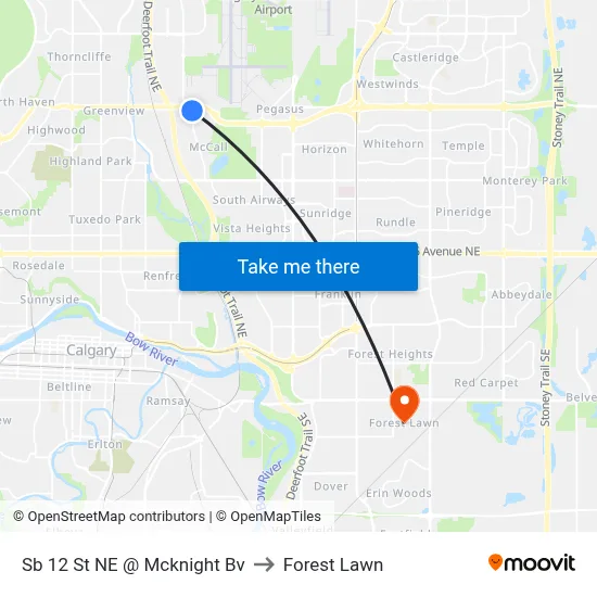 Sb 12 St NE @ Mcknight Bv to Forest Lawn map