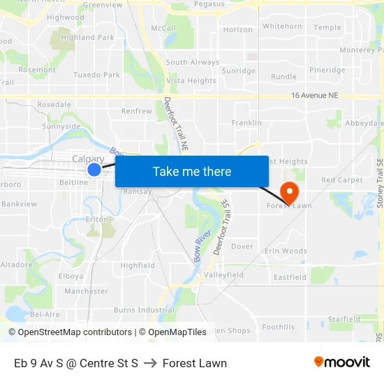 Eb 9 Av S @ Centre St S to Forest Lawn map