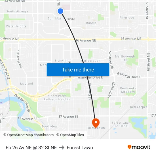 Eb 26 Av NE @ 32 St NE to Forest Lawn map
