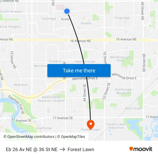 Eb 26 Av NE @ 36 St NE to Forest Lawn map
