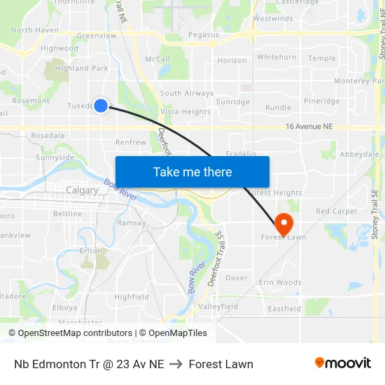 Nb Edmonton Tr @ 23 Av NE to Forest Lawn map