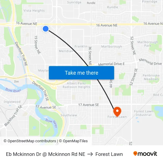 Eb Mckinnon Dr @ Mckinnon Rd NE to Forest Lawn map