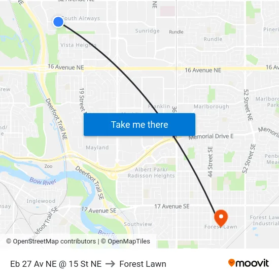 Eb 27 Av NE @ 15 St NE to Forest Lawn map