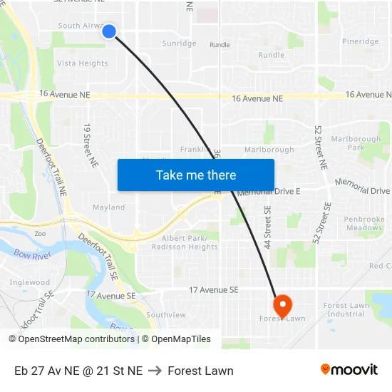 Eb 27 Av NE @ 21 St NE to Forest Lawn map