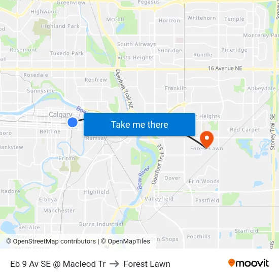 Eb 9 Av SE @ Macleod Tr to Forest Lawn map