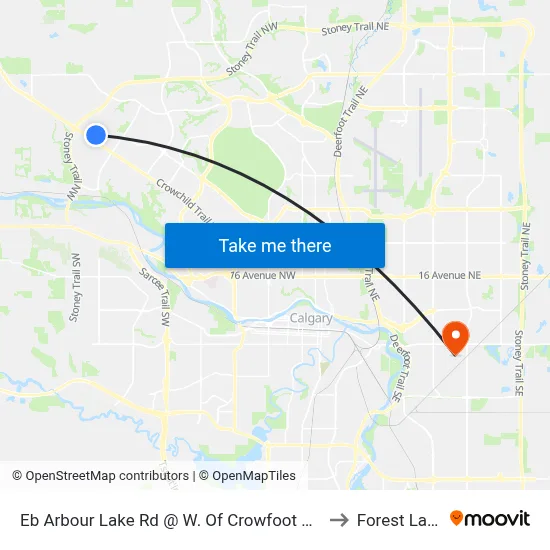 Eb Arbour Lake Rd @ W. Of Crowfoot Ri NW to Forest Lawn map