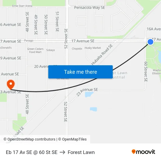 Eb 17 Av SE @ 60 St SE to Forest Lawn map