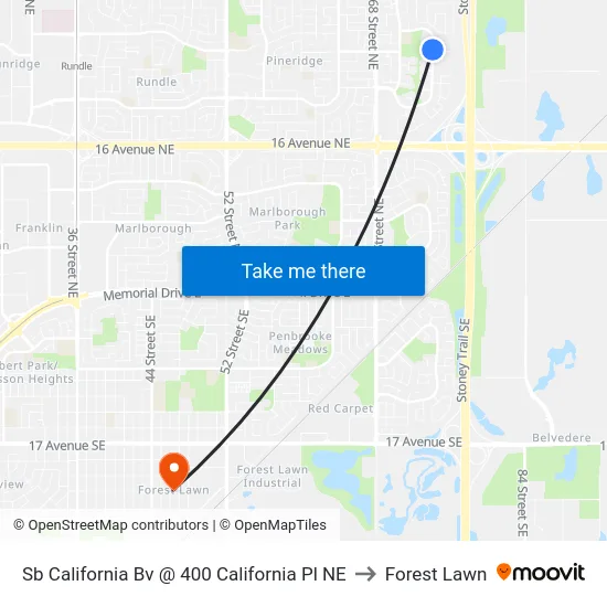 Sb California Bv @ 400 California Pl NE to Forest Lawn map