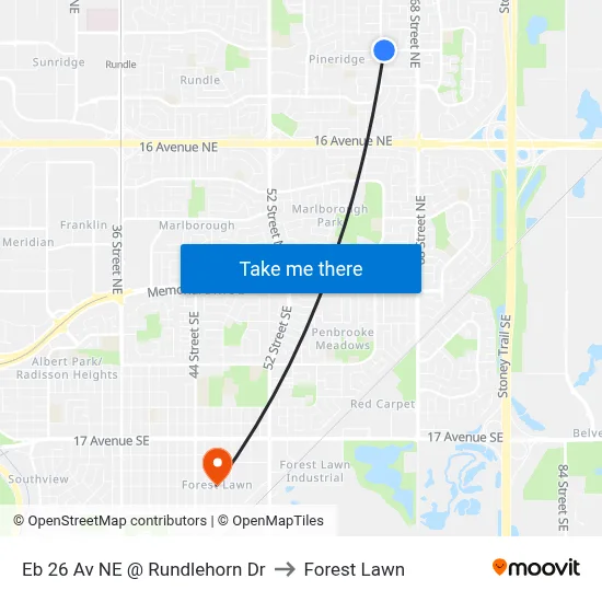 Eb 26 Av NE @ Rundlehorn Dr to Forest Lawn map