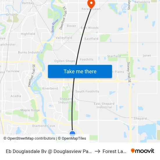 Eb Douglasdale Bv @ Douglasview Pa SE to Forest Lawn map