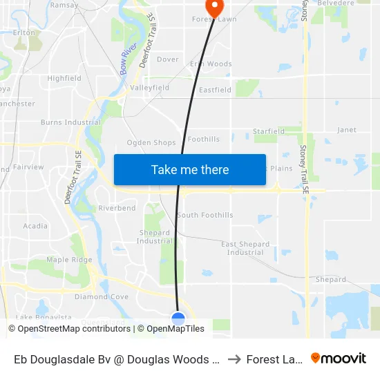 Eb Douglasdale Bv @ Douglas Woods Hl SE to Forest Lawn map