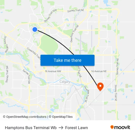 Hamptons Bus Terminal Wb to Forest Lawn map
