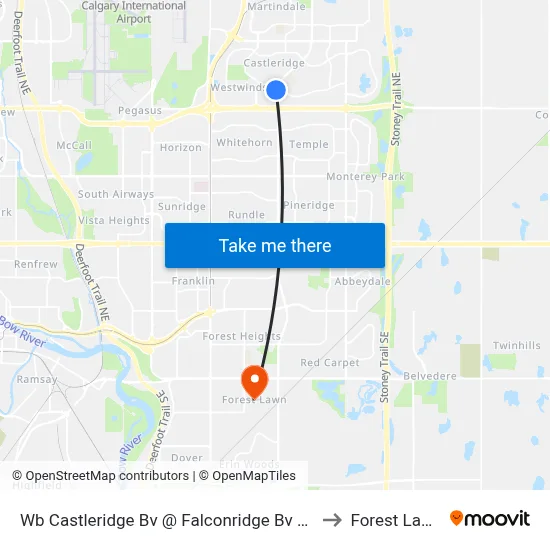 Wb Castleridge Bv @ Falconridge Bv NE to Forest Lawn map