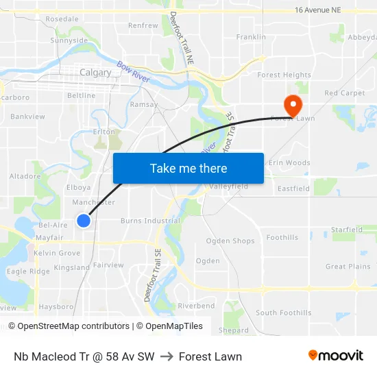 Nb Macleod Tr @ 58 Av SW to Forest Lawn map