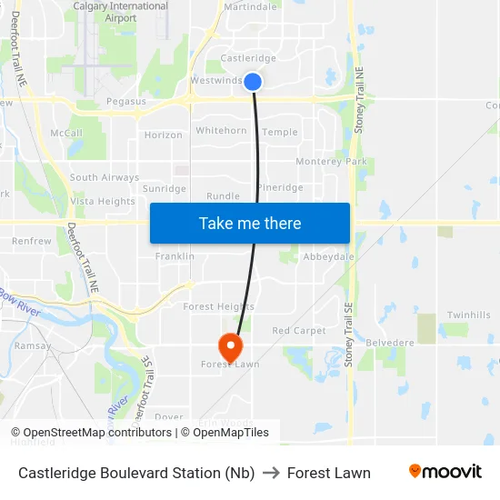 Castleridge Boulevard Station (Nb) to Forest Lawn map