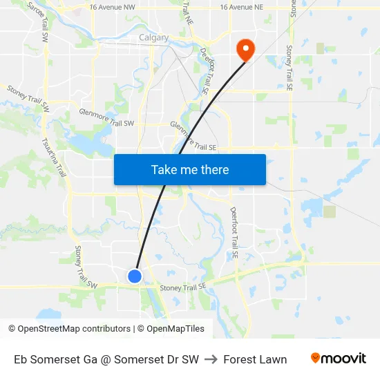 Eb Somerset Ga @ Somerset Dr SW to Forest Lawn map
