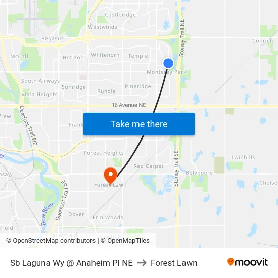 Sb Laguna Wy @ Anaheim Pl NE to Forest Lawn map