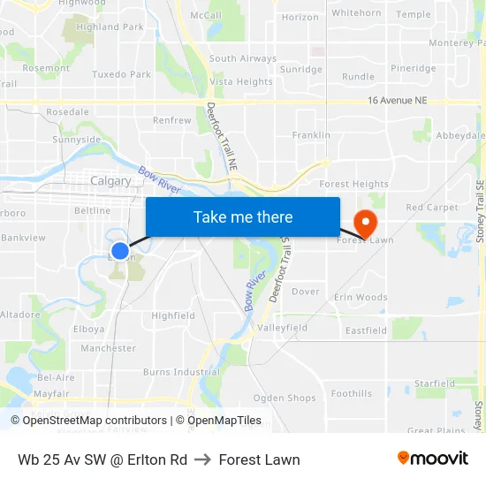 Wb 25 Av SW @ Erlton Rd to Forest Lawn map
