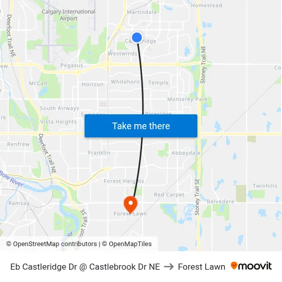 Eb Castleridge Dr @ Castlebrook Dr NE to Forest Lawn map