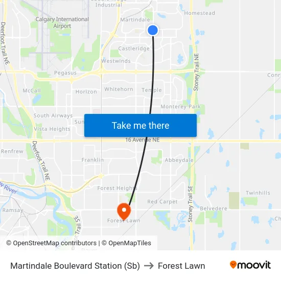 Martindale Boulevard Station (Sb) to Forest Lawn map