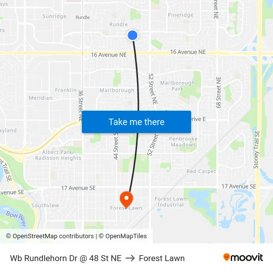 Wb Rundlehorn Dr @ 48 St NE to Forest Lawn map