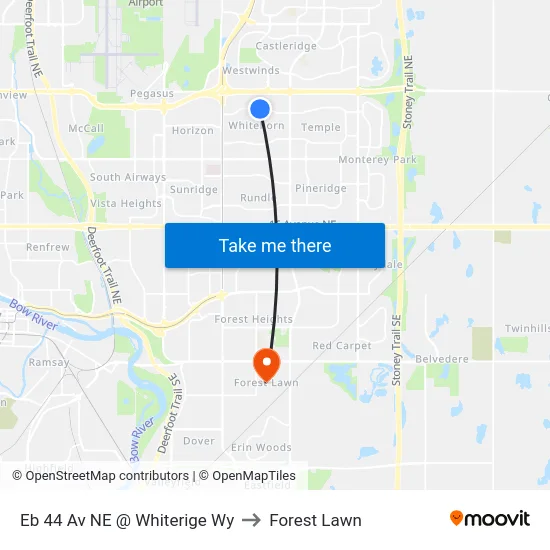 Eb 44 Av NE @ Whiterige Wy to Forest Lawn map