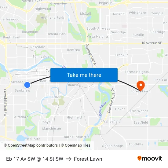 Eb 17 Av SW @ 14 St SW to Forest Lawn map