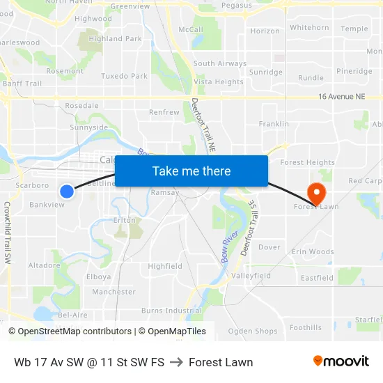 Wb 17 Av SW @ 11 St SW FS to Forest Lawn map