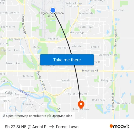 Sb 22 St NE @ Aerial Pl to Forest Lawn map