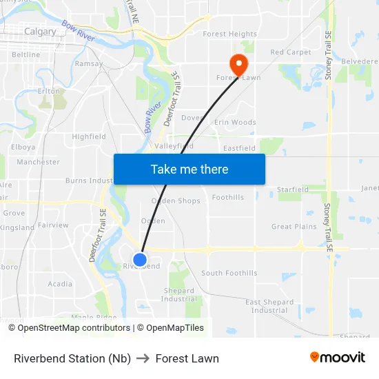Riverbend Station (Nb) to Forest Lawn map