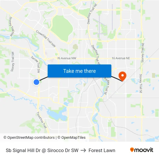 Sb Signal Hill Dr @ Sirocco Dr SW to Forest Lawn map