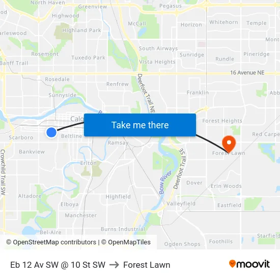 Eb 12 Av SW @ 10 St SW to Forest Lawn map