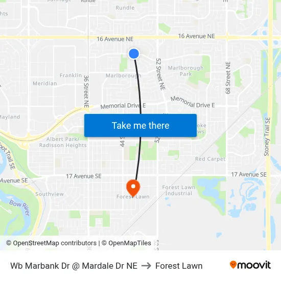 Wb Marbank Dr @ Mardale Dr NE to Forest Lawn map