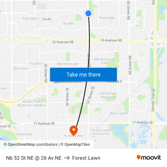Nb 52 St NE @ 26 Av NE to Forest Lawn map