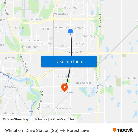 Whitehorn Drive Station (Sb) to Forest Lawn map