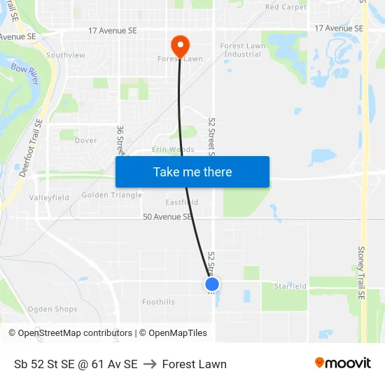 Sb 52 St SE @ 61 Av SE to Forest Lawn map