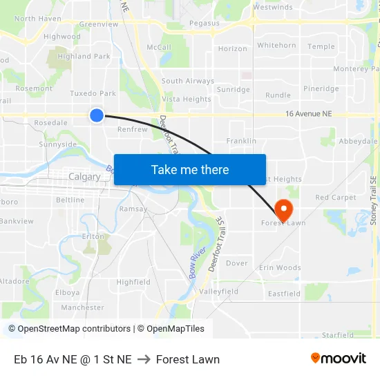 Eb 16 Av NE @ 1 St NE to Forest Lawn map