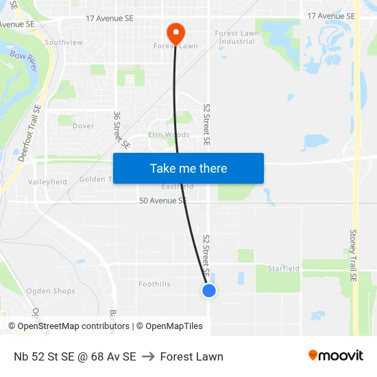 Nb 52 St SE @ 68 Av SE to Forest Lawn map
