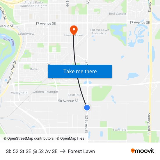 Sb 52 St SE @ 52 Av SE to Forest Lawn map