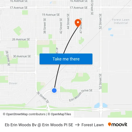 Eb Erin Woods Bv @ Erin Woods Pl SE to Forest Lawn map