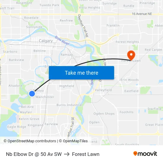 Nb Elbow Dr @ 50 Av SW to Forest Lawn map