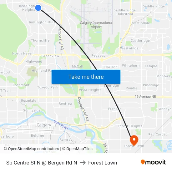 Sb Centre St N @ Bergen Rd N to Forest Lawn map