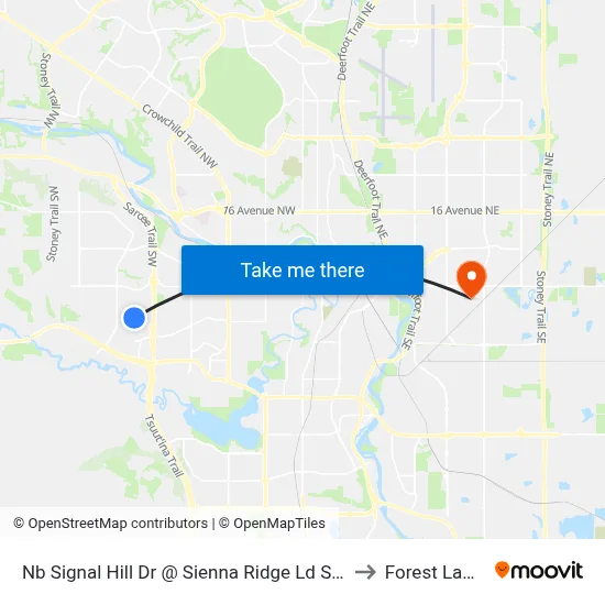 Nb Signal Hill Dr @ Sienna Ridge Ld SW to Forest Lawn map