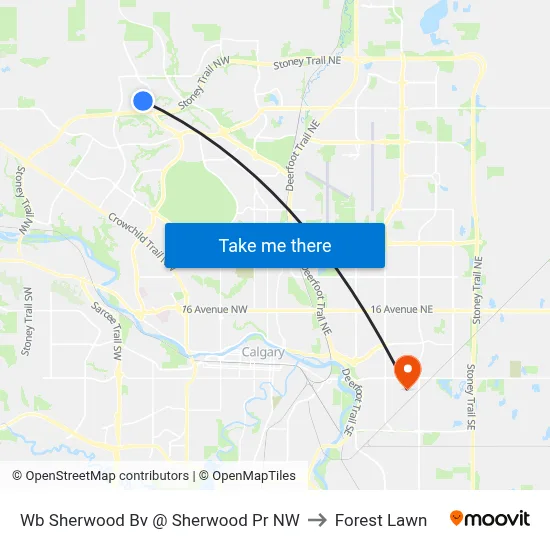 Wb Sherwood Bv @ Sherwood Pr NW to Forest Lawn map