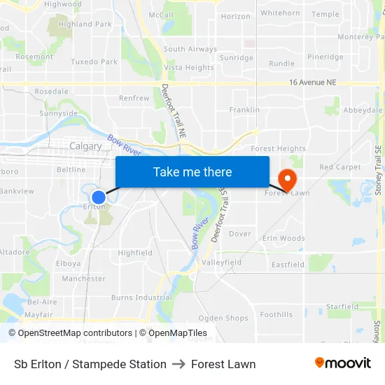 Sb Erlton / Stampede Station to Forest Lawn map