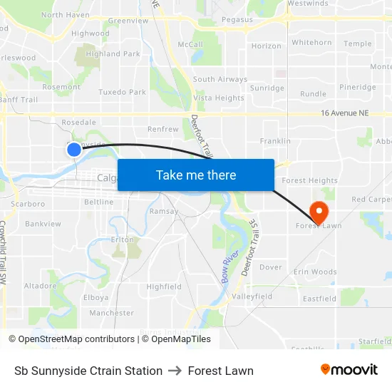Sb Sunnyside Ctrain Station to Forest Lawn map