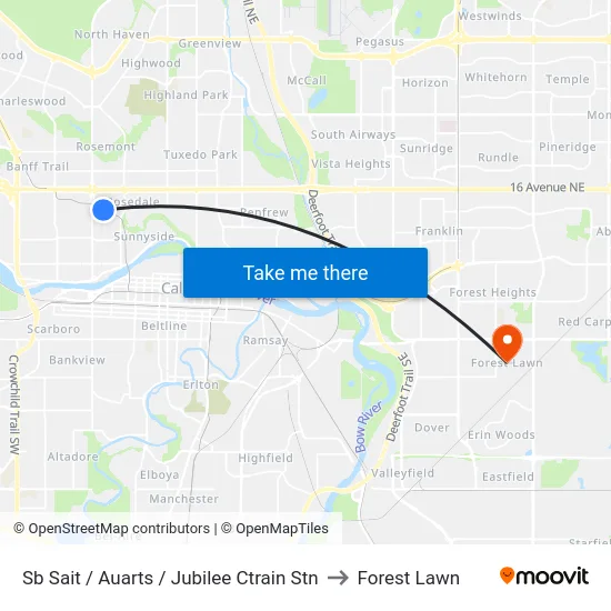 Sb Sait / Auarts / Jubilee Ctrain Stn to Forest Lawn map