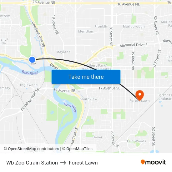 Wb Zoo Ctrain Station to Forest Lawn map