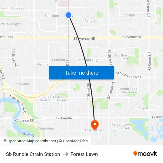 Sb Rundle Ctrain Station to Forest Lawn map